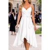 image:imageCocktail Dresses for Women Wedding Guest Midi High Low Spaghetti StrapWhite
