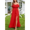 image:imageFormal Dresses Off the Shoulder Chiffon ALine Long Dress Split WomenRed