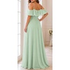 image:imageFormal Dresses Off the Shoulder Chiffon ALine Long Dress Split WomenSage Green
