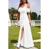 image:imageFormal Dresses Off the Shoulder Chiffon ALine Long Dress Split WomenWhite