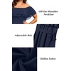 image:imagePlus Size Dresses Wedding Guest Off the Shoulder Chiffon ALine Midi DressNavy Blue