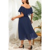 image:imagePlus Size Dresses Wedding Guest Off the Shoulder Chiffon ALine Midi DressNavy Blue