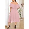 image:imagePlus Size Dresses Wedding Guest Off the Shoulder Chiffon ALine Midi DressPink