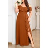 image:imagePlus Size Formal Dresses Off Shoulder Chiffon High Slit Ruffle WeddingBurnt Orange
