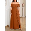 image:imagePlus Size Formal Dresses Off Shoulder Chiffon High Slit Ruffle WeddingBurnt Orange