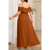 image:imagePlus Size Formal Dresses Off Shoulder Chiffon High Slit Ruffle WeddingBurnt Orange