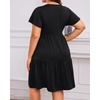 image:imagePlus Size Summer Dress Casual Boho Button Up Tiered Midi Sundress WomenBlack