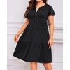 image:imagePlus Size Summer Dress Casual Boho Button Up Tiered Midi Sundress WomenBlack