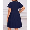 image:imagePlus Size Summer Dress Casual Boho Button Up Tiered Midi Sundress WomenNavy Blue Eyelet
