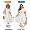image:imagePlus Size Summer Dress Casual Boho Button Up Tiered Midi Sundress WomenWhite Eyelet