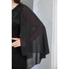 image:imagePlus Size V Neck Chiffon Cape Ruffle Sleeve Mermaid Formal DressBlack