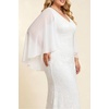 image:imagePlus Size V Neck Chiffon Cape Ruffle Sleeve Mermaid Formal DressWhite