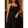 image:imagePlus Size Velvet Floral Spaghetti Strap Wedding Guest Midi DressBlack Floral