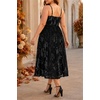 image:imagePlus Size Velvet Floral Spaghetti Strap Wedding Guest Midi DressBlack Floral