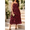 image:imagePlus Size Velvet Floral Spaghetti Strap Wedding Guest Midi DressBurgundy Floral