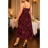 image:imagePlus Size Velvet Floral Spaghetti Strap Wedding Guest Midi DressBurgundy Floral