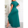 image:imageTalisea Plus Size Formal Dress V Neck Twist Ruffled High Slit Evening GownTeal