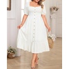 image:imageTalisea Plus Size Summer Dress  Casual Boho Midi Dress for WomenWhite