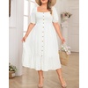 image:imageTalisea Plus Size Summer Dress  Casual Boho Midi Dress for WomenWhite