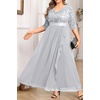image:imageTalisea Women Plus Size Sequin Formal Evening Gown VNeck Ruffle Maxi DressGray