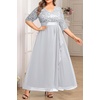 image:imageTalisea Women Plus Size Sequin Formal Evening Gown VNeck Ruffle Maxi DressGray