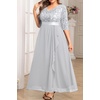 image:imageTalisea Women Plus Size Sequin Formal Evening Gown VNeck Ruffle Maxi DressGray