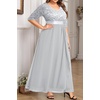 image:imageTalisea Women Plus Size Sequin Formal Evening Gown VNeck Ruffle Maxi DressGray