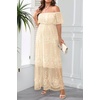 image:imageWomens Off Shoulder Maternity Dress Swiss Dot Boho Baby Shower DressBeige Lace