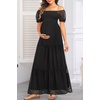 image:imageWomens Off Shoulder Maternity Dress Swiss Dot Boho Baby Shower DressBlack