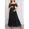 image:imageWomens Off Shoulder Maternity Dress Swiss Dot Boho Baby Shower DressBlack