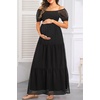 image:imageWomens Off Shoulder Maternity Dress Swiss Dot Boho Baby Shower DressBlack