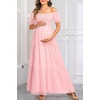 image:imageWomens Off Shoulder Maternity Dress Swiss Dot Boho Baby Shower DressLight Pink