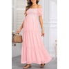image:imageWomens Off Shoulder Maternity Dress Swiss Dot Boho Baby Shower DressLight Pink