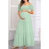 image:imageWomens Off Shoulder Maternity Dress Swiss Dot Boho Baby Shower DressMint Green