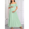 image:imageWomens Off Shoulder Maternity Dress Swiss Dot Boho Baby Shower DressMint Green