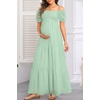 image:imageWomens Off Shoulder Maternity Dress Swiss Dot Boho Baby Shower DressMint Green
