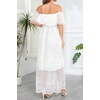 image:imageWomens Off Shoulder Maternity Dress Swiss Dot Boho Baby Shower DressWhite Lace