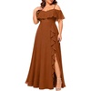 image:imagePlus Size Formal Dresses Off Shoulder Chiffon High Slit Ruffle WeddingBurnt Orange
