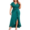 image:imageTalisea Plus Size Formal Dress V Neck Twist Ruffled High Slit Evening GownTeal