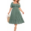 image:imageTalisea Plus Size Summer Dress  Casual Boho Midi Dress for WomenGreen Floral