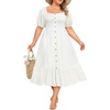 image:imageTalisea Plus Size Summer Dress  Casual Boho Midi Dress for WomenWhite