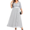 image:imageTalisea Women Plus Size Sequin Formal Evening Gown VNeck Ruffle Maxi DressGray
