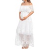 image:imageWomens Off Shoulder Maternity Dress Swiss Dot Boho Baby Shower DressWhite Lace