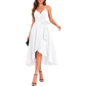 image:imageCocktail Dresses for Women Wedding Guest Midi High Low Spaghetti StrapWhite