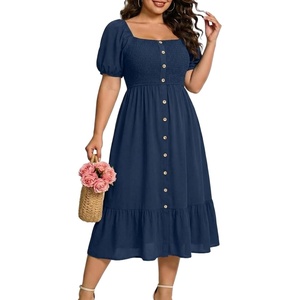 image:imageTalisea Plus Size Summer Dress  Casual Boho Midi Dress for WomenNavy Blue