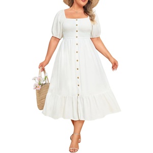 image:imageTalisea Plus Size Summer Dress  Casual Boho Midi Dress for WomenWhite