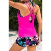 image:image3 Piece Tankini Swimsuits  Tummy Control Athletic Halter Top with ShortsPink Floral