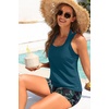 image:image3 Piece Tankini Swimsuits  Tummy Control Athletic Halter Top with ShortsTeal and Floral