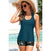 image:image3 Piece Tankini Swimsuits  Tummy Control Athletic Halter Top with ShortsTeal and Floral