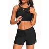 image:imageTalisea Tankini Swimsuits with Shorts  Blouson Tummy Control Bathing SuitsBlack